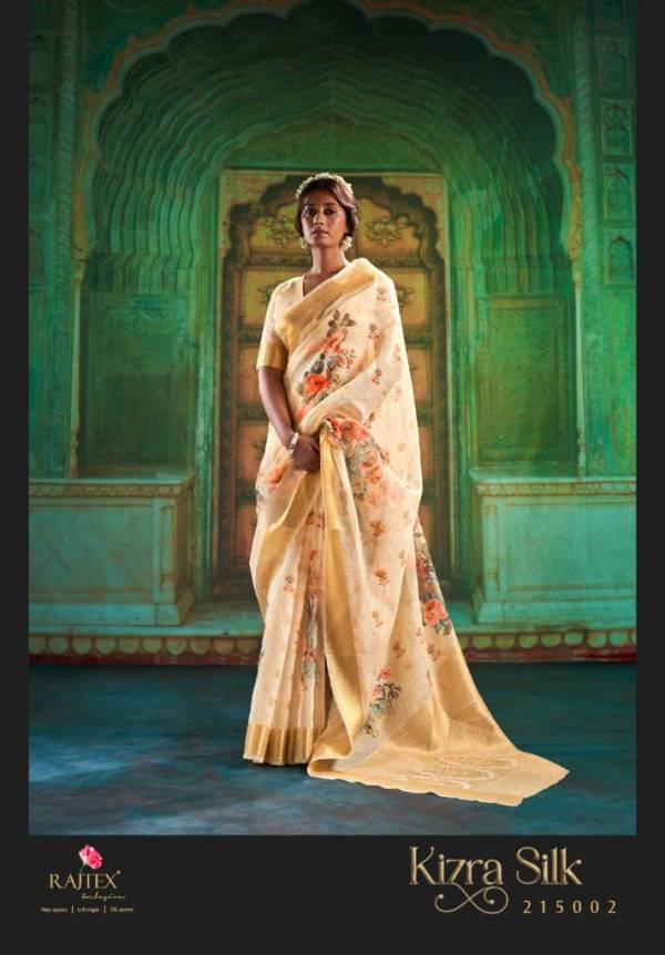 Rajtex Kizra Silk Party Wear Designer Linen Digital Silk Latest Saree Collection